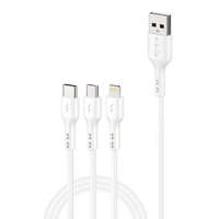 Foneng Foneng X36 USB-A - USB-C/Lightning/MicroUSB kábel 2m fehér (6970462515333)