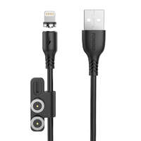 Foneng Foneng X62 Magnetic 3az1-ben USB-A - USB-C/Lightning/MicroUSB töltőkábel 1m fekete (6970462516361)
