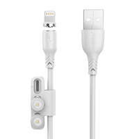 Foneng Foneng X62 Magnetic 3az1-ben USB-A - USB-C/Lightning/MicroUSB töltőkábel 1m fehér (6970462516378)