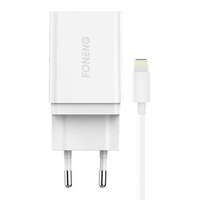Foneng Foneng K300 hálózati töltő + USB-A - Lightning kábel fehér (K300 iPhone)