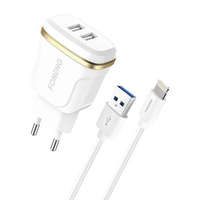 Foneng Foneng T240 2xUSB-A hálózati töltő + USB-A - Lightning kábel fehér (T240 iPhone)