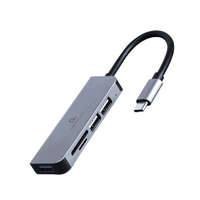 Gembird Gembird USB-C 3.1 HUB 3 portos + USB 2.0 kártyaolvasó ezüst (UHB-CM-CRU3P1U2P2-01)