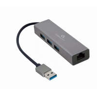 Gembird Gembird USB Gigabit hálózati Adapter 3 portos USB 3.0 Hub-bal szürke (A-AMU3-LAN-01)