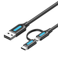 Vention Vention 2az1-ben USB-A - USB-C/Micro-B adat,- és töltőkábel 1m fekete-kék (CQDBF)