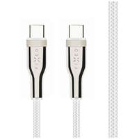 FIXED FIXED USB-C - USB-C harisnyázott kábel 100W, 1,2m fehér (FIXDB-CC12-WH)