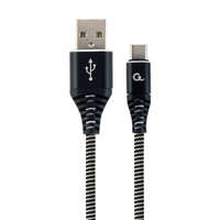 Gembird Gembird USB type-C - USB Type-A szövet borítású adat- és töltőkábel 2m fehér-fekete (CC-USB2B-AMCM-2M-BW)