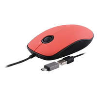 TnB TnB vezetékes egér USB-A - USB-C csatlakozó adapterrel piros-fekete (MUSUNSETRD)