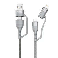 DUDAO Dudao 4az1-ben USB-A - 2xUSB-C - Lightning 2.4A töltőkábel 1m szürke (L20xs)