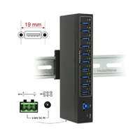 DeLock Delock Külső ipari hub 10 x USB 3.0 A-típusú 20 kV ESD védelemmel (63919)