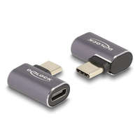 DeLock Delock USB Adapter 40 Gbps USB Type-C PD 3.0 100 W csatlakozódugóval - csatlakozóhüvellyel, ívelt bal / jobb 8K 60 Hz fém (60047)