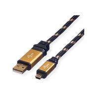 Roline Roline USB-A apa - USB-mini B apa kábel 3m fekete-arany (11.02.8823-10)
