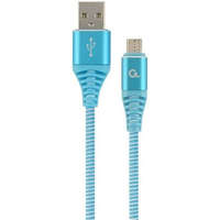 Gembird Gembird USB 2.0 A -> USB micro-B M/M adatkábel 2m kék-fehér szövet borítás (CC-USB2B-AMmBM-2M-VW)