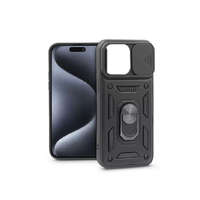 Haffner Haffner Slide Armor Apple iPhone 15 Pro ütésálló tok gyűrűvel, kameravédővel fekete (PT-6865)