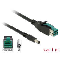 DeLock Delock Powered USB kábel apa 12 V > DC 5,5 x 2,1mm apa 1m (85497)