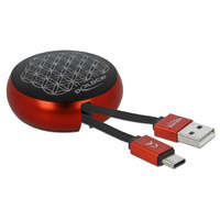 DeLock Delock USB 2.0 behúzható kábel USB-A - USB-C fekete-piros (85819)