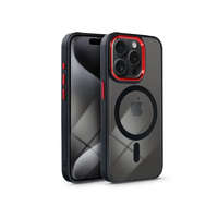 Haffner Haffner Edge Mag Cover Apple iPhone 15 Pro szilikon tok átlátszó-fekete-piros (PT-6836)
