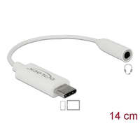 DeLock Delock USB Type-C apa > 3,5 mm-es 4 érintkezős sztereó jack anya adapter 14cm fehér (65925)