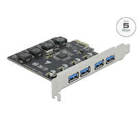 DeLock Delock PCI Express x1 Kártya -4 x külső A-típusú USB anya csatlakozó (USB 3.2 Gen 1) (90509)