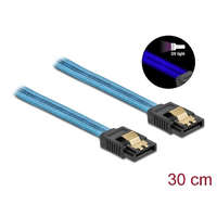 DeLock Delock 6 Gb/s SATA kábel UV fényhatással kék színű 30cm (82127)