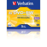 Verbatim Verbatim DVD+RW 4.7GB 4x DVD lemez normál tok 5db/cs (43229)