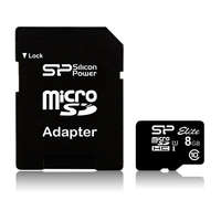 SILICON POWER 8GB microSDHC Silicon Power CL10 + adapter (SP008GBSTHBU1V10-SP)