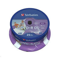 Verbatim Verbatim DVD+R 8.5GB 8X Doublelayer DVD lemez nyomtatható hengeres 25db/henger (43667)