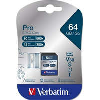 Verbatim 64GB SDXC Verbatim UHS-I Pro memóriakártya (47022)