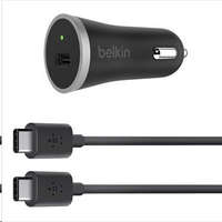 Belkin Belkin 15 W / 3A autós töltő + USB-C 2.0 kábel 1.2m fekete (F7U005bt04-BLK)