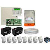DSC DSC PC1832 rendszer (8 db mozgásérzékelő, központ, kezelő, doboz, kültéri sziréna, 2 db akkumulátor, táp, kábel)