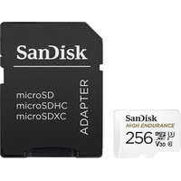 Sandisk 256GB Micro SDXC memória kártya Sandisk High Endurance CL10 U3 V30 + adapter (SDSQQNR-256G-GN6IA / 183568)