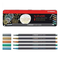 STABILO STABILO "Pen 68 metallic" rostirón készlet 1,4 mm 6 különböző szín fém doboz (6806/8-32)