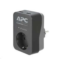 APC APC Essential SurgeArrest 1 túlfeszültségvédő aljzat 2 USB port fekete (PME1WU2B-GR)