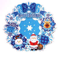 IRIS Iris 3D karácsonyi koszorú mintás karton dekoráció kék (020-04)