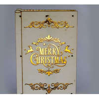 IRIS IRIS Karácsonyi könyv mintás 23x16x4,5cm/meleg fehér LED-es fa fénydekoráció (306-01)