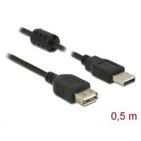 DeLock Delock USB 2.0-s bővítőkábel A-típusú csatlakozó > USB 2.0-s, A-típusú csatlakozó 0.5m (84882)
