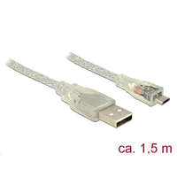 DeLock Delock USB 2.0-s kábel A-típusú csatlakozó > USB 2.0 Micro-B csatlakozó 1,5 m áttetsző (83899)