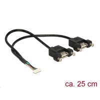 DeLock Delock USB 2.0-s kábel, 1,25 mm, 8 tűs > 2 x USB 2.0 A típusú panelrögzítés, 25 cm (84839)