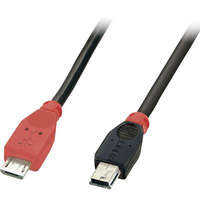 Lindy LINDY USB 2.0 Csatlakozókábel [1x USB 2.0 dugó, mikro B típus - 1x USB 2.0 dugó, mini B típus] 0.50 m Fekete OTG funkcióval