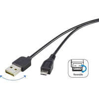 Renkforce USB 2.0 A/Micro-B csatlakozókábel 1,8 m, megfordítható dugóval