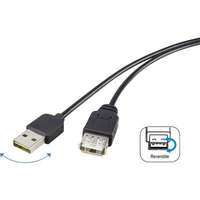 Renkforce USB 2.0 A/A Renkforce hosszabbítókábel 1,8 m, megfordítható dugóval