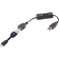 Renkforce Renkforce USB 2.0 Csatlakozókábel [1x USB 2.0 dugó, A típus - 1x USB 2.0 dugó, mikro B típus] 25.00 cm Fekete Be-/kikapcsolóval, Aranyozatt ...