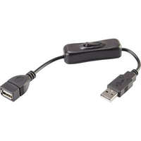 Renkforce USB hosszabbítókábel kapcsolóval, 1x USB 2.0 dugó A - 1x USB 2.0 alj A, 0,25 m, fekete, aranyozott, Renkforce