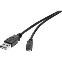 Renkforce USB 2.0 csatlakozókábel, 1x USB 2.0 dugó A - 1x USB 2.0 dugó mikro B, 0,3 m, fekete, aranyozott, renkforce