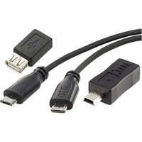 Renkforce OTG kábel készlet, mikro USB kábel, 0,15 m + mini B adapter + USB A adapter Conrad SuperSoft OTG Komplett kit