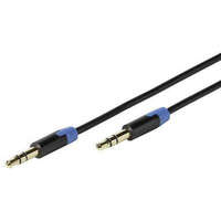 Vivanco Jack audio kábel, 1x 3,5 mm jack dugó - 1x 3,5 mm jack dugó, 0,6 m, aranyozott, fekete, Vivanco 1010220