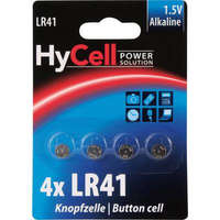 HyCell LR41 gombelem, alkáli mangán, 1,5V, 30 mAh, 4 db, HyCell AG3, V3GA, G3A, 3GA, 192, L736, LR736, RW87, GP192