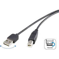 Renkforce USB 2.0 A/B Renkforce csatlakozókábel 1,8 m, megfordítható dugóval