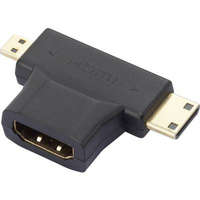 SpeaKa Professional SpeaKa Professional HDMI Y adapter [1x HDMI dugó, C mini, HDMI dugó, D mikro - 1x HDMI alj] Fekete Aranyozatt érintkező