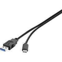 Renkforce Renkforce USB 3.1 (Gen 2) Csatlakozókábel [1x USB 3.1 dugó, A típus - 1x USB-C™ dugó] 1.80 m Fekete UL minősített, Aranyozatt érintkező