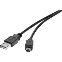 Renkforce USB 2.0 csatlakozókábel, 1x USB 2.0 dugó A - 1x USB 2.0 dugó mini B, 0,15 m, fekete, aranyozott, renkforce